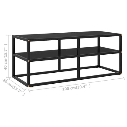 vidaXL TV Cabinet Black with Black Glass 100x40x40 cm 6