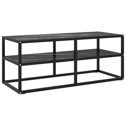 vidaXL Tv Cabinet | Black | Tempered Glass, Powder-Coated Steel | Medium 1