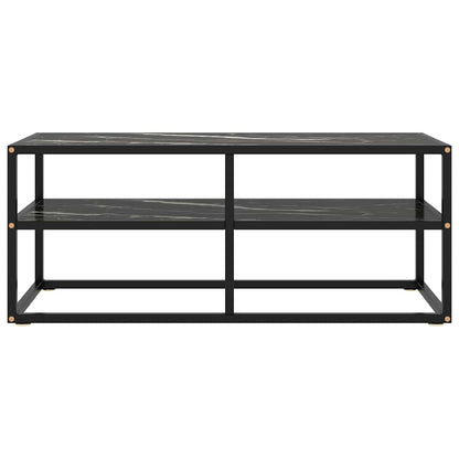 vidaXL Tv Cabinet | Black | Tempered Glass, Powder-Coated Steel | Medium 2
