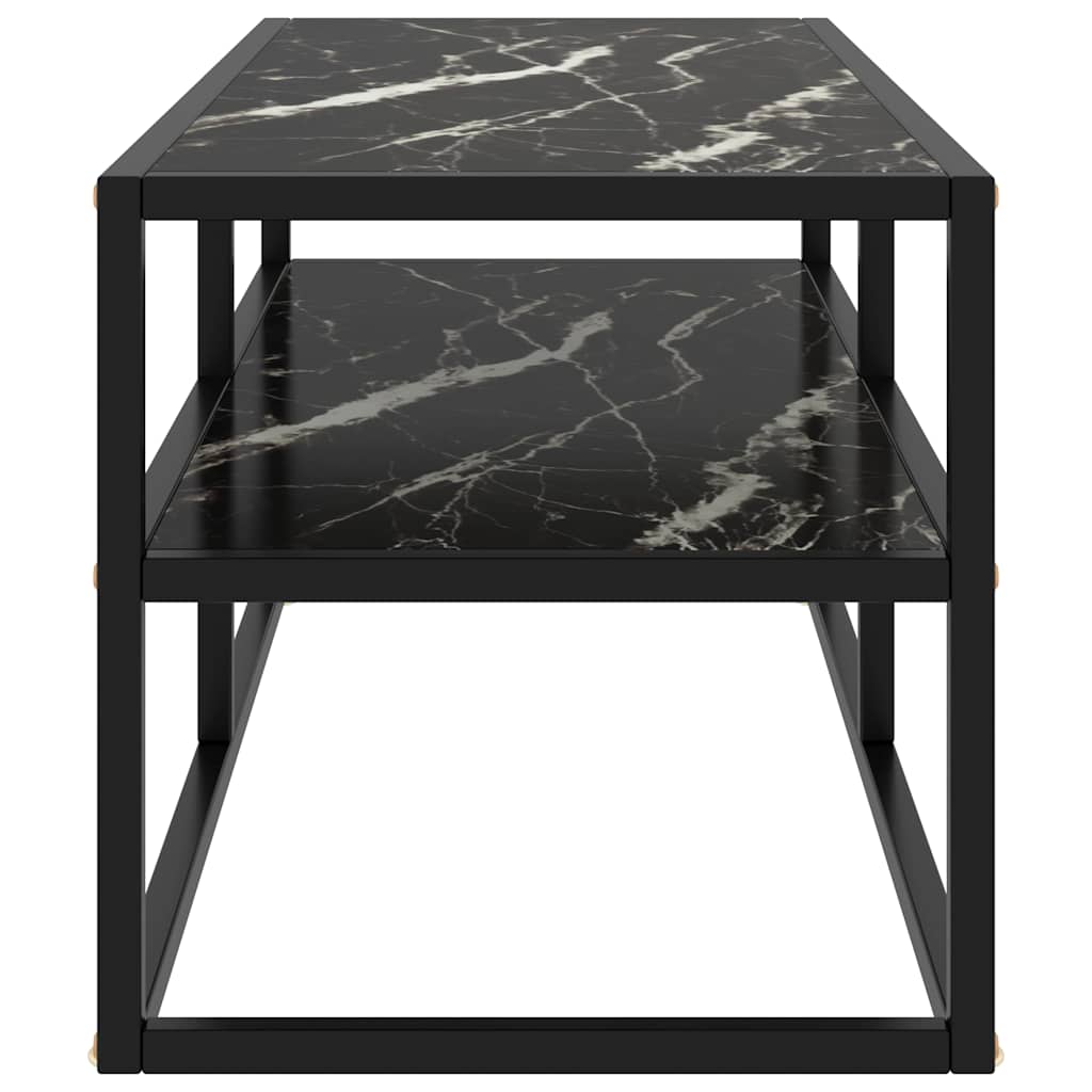 vidaXL Tv Cabinet | Black | Tempered Glass, Powder-Coated Steel | Medium 3