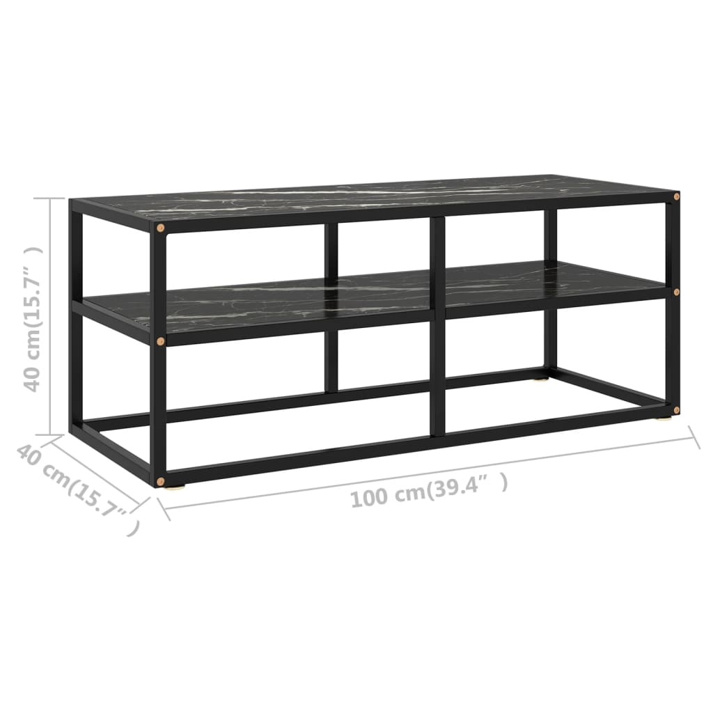 vidaXL Tv Cabinet | Black | Tempered Glass, Powder-Coated Steel | Medium 6