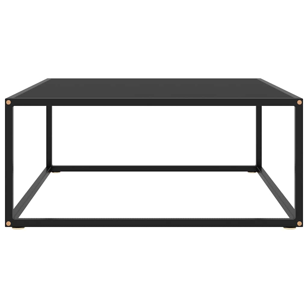 vidaXL Coffee Table Black with Black Glass 80x80x35 cm 2