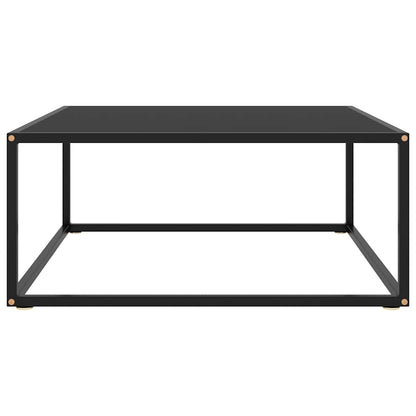 vidaXL Coffee Table Black with Black Glass 80x80x35 cm 2