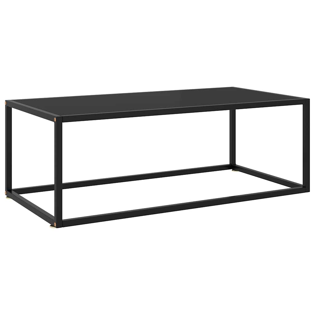 vidaXL Coffee Table Black with Black Glass 100x50x35 cm 1