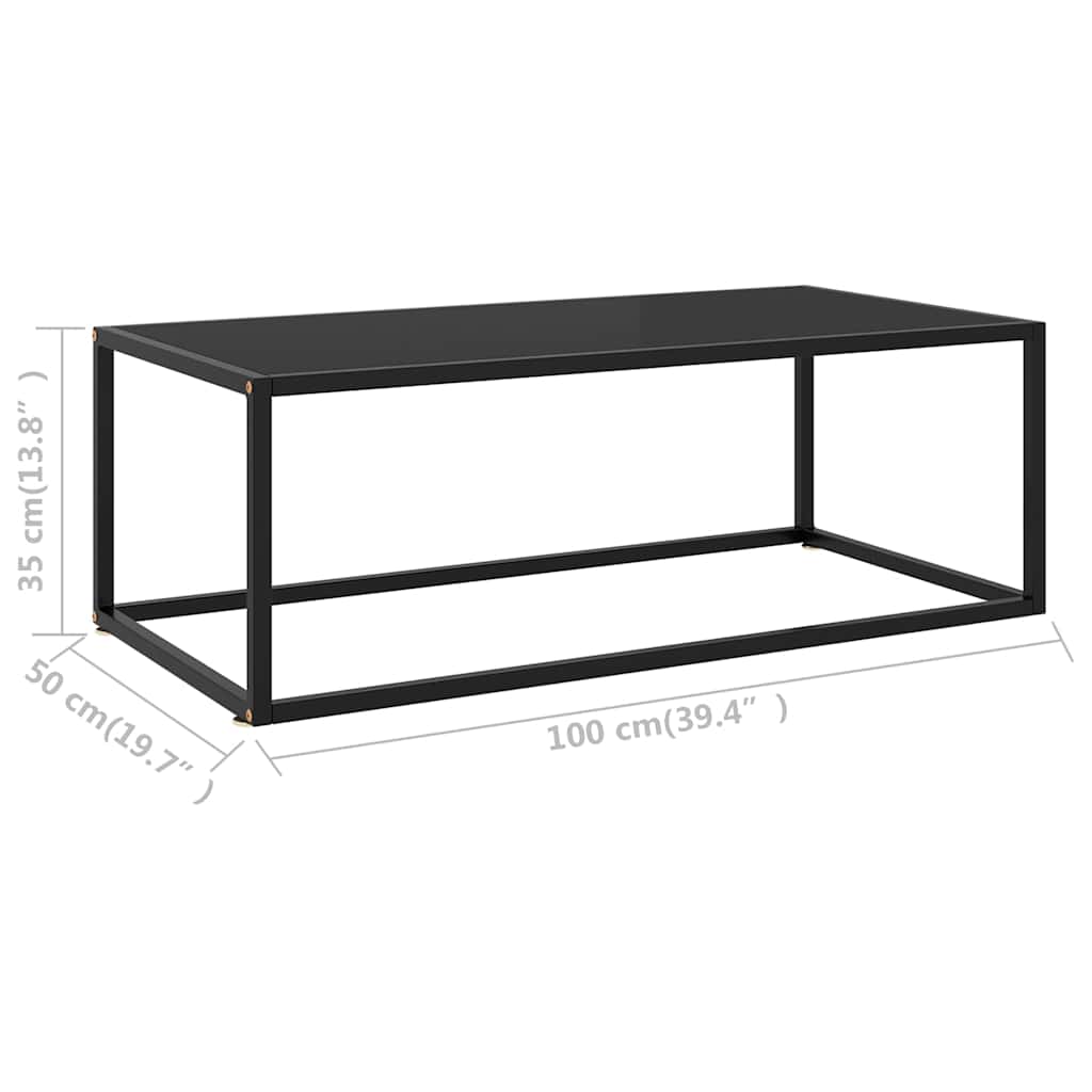vidaXL Coffee Table Black with Black Glass 100x50x35 cm 6