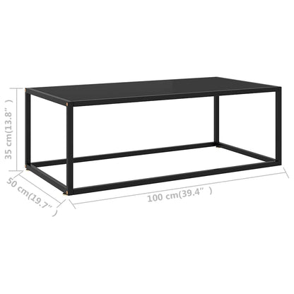 vidaXL Coffee Table Black with Black Glass 100x50x35 cm 6