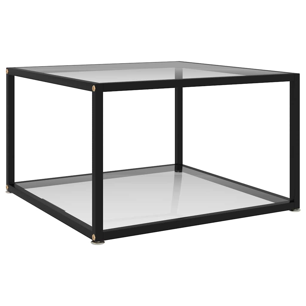vidaXL Coffee Table | Transparent, Black | Tempered Glass, Powder-Coated Steel 1