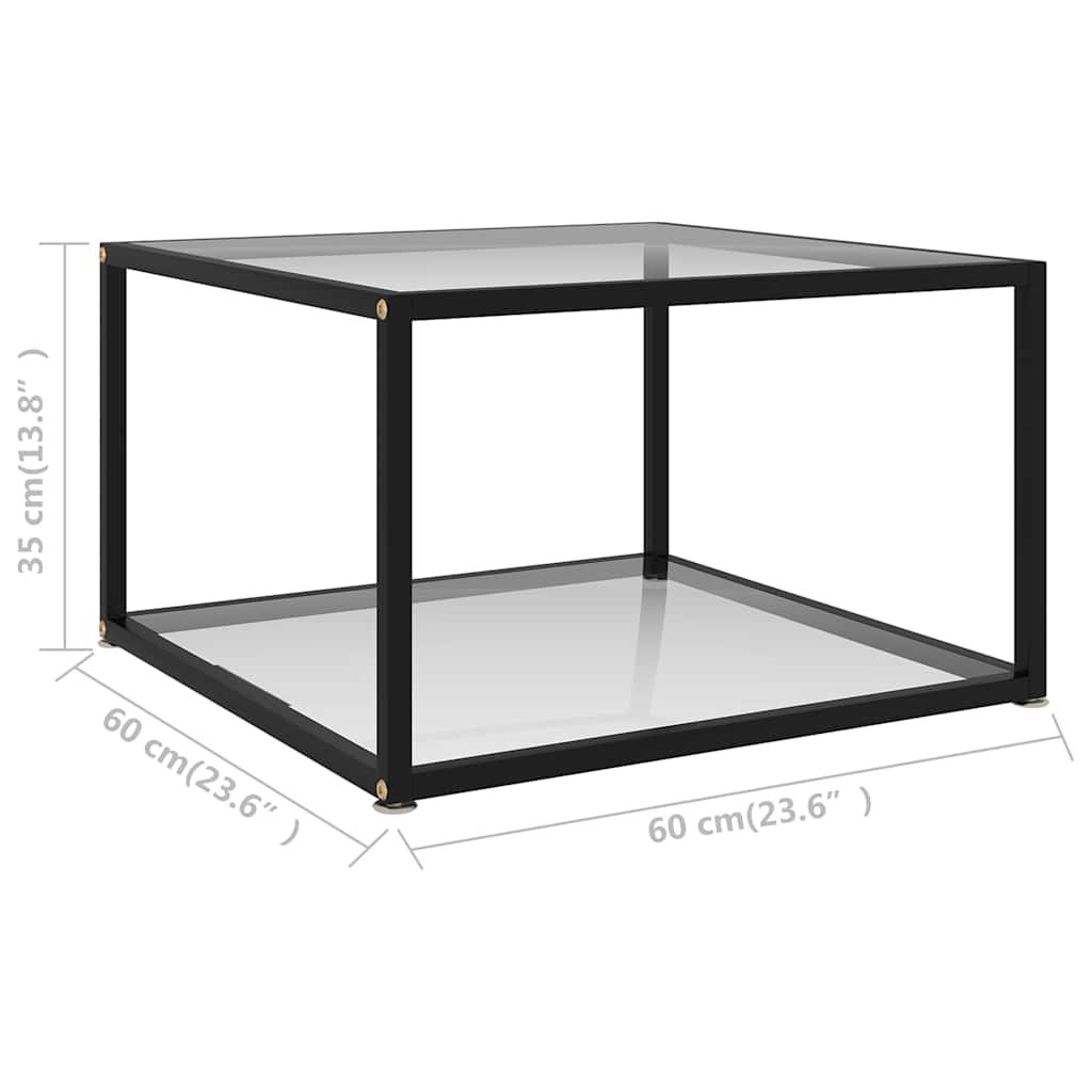vidaXL Coffee Table | Transparent, Black | Tempered Glass, Powder-Coated Steel 5