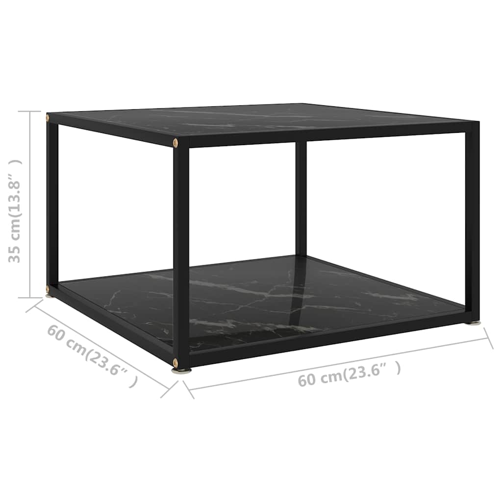 vidaXL Coffee Table | Black | Tempered Glass | 60x60x35 cm | Square 5