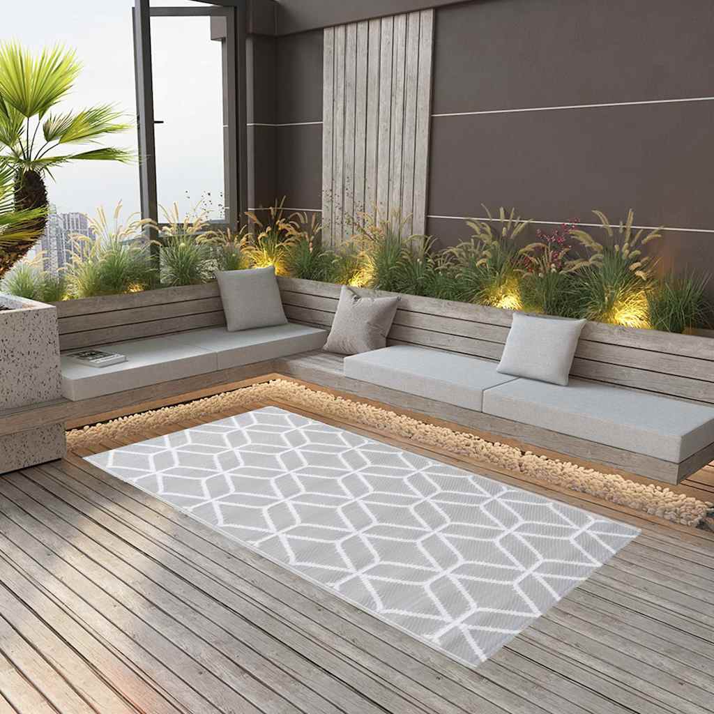vidaXL Outdoor Carpet | Grey | Polypropylene | 190 cm x 290 cm | Pattern 1