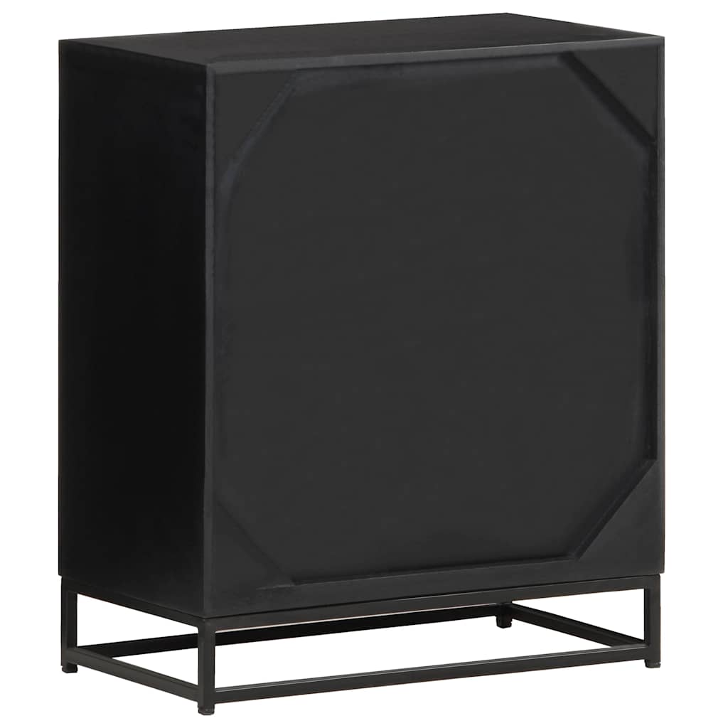 vidaXL Bedside Cabinet | Black, Natural | Solid Mango Wood, Iron, Jute 4