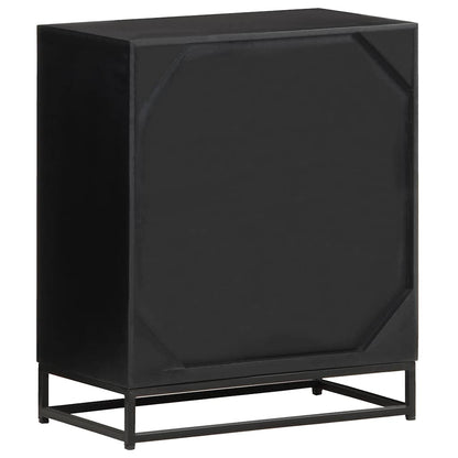 vidaXL Bedside Cabinet | Black, Natural | Solid Mango Wood, Iron, Jute 4