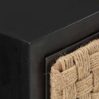 vidaXL Bedside Cabinet | Black, Natural | Solid Mango Wood, Iron, Jute 5