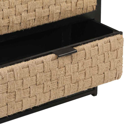 vidaXL Bedside Cabinet | Black, Natural | Solid Mango Wood, Iron, Jute 6