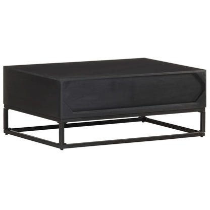 vidaXL Coffee Table | Black and Natural | Solid Mango Wood, Iron, Jute 4