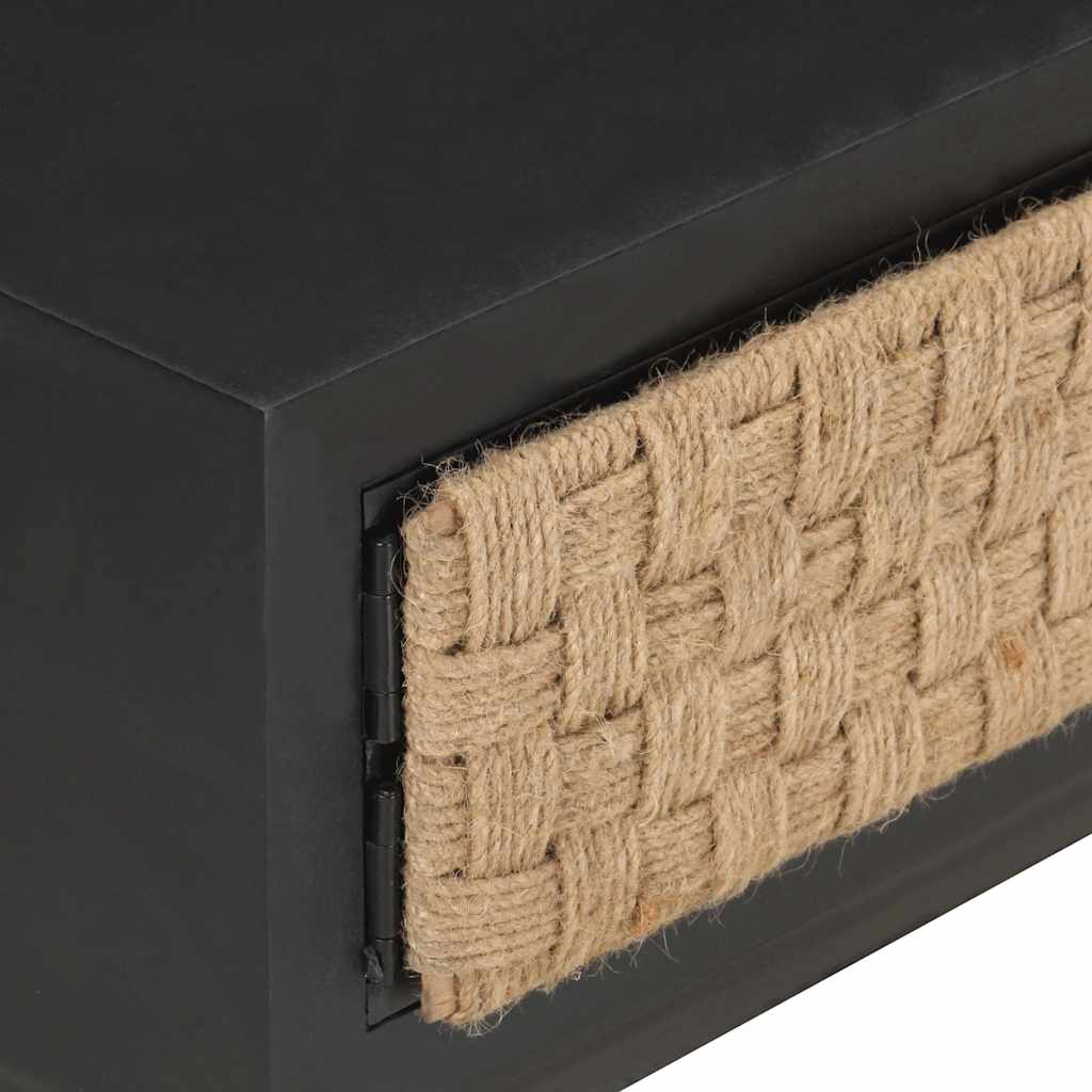 vidaXL Coffee Table | Black and Natural | Solid Mango Wood, Iron, Jute 5