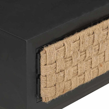 vidaXL Coffee Table | Black and Natural | Solid Mango Wood, Iron, Jute 5