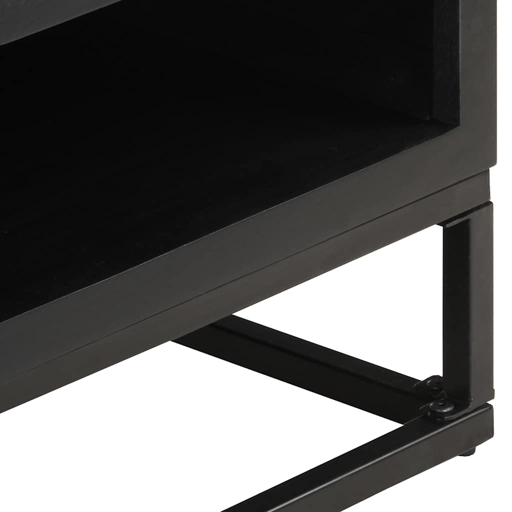 vidaXL Coffee Table | Black and Natural | Solid Mango Wood, Iron, Jute 6