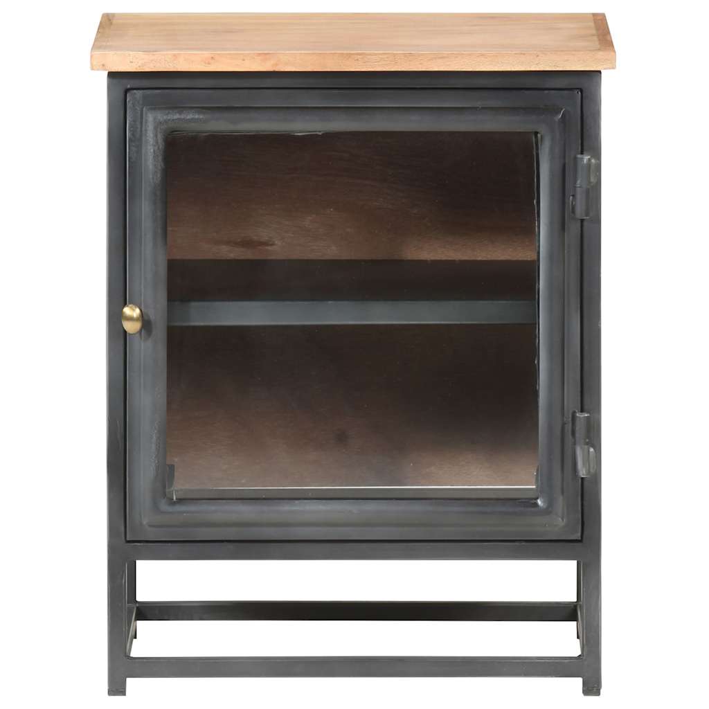 vidaXL Bedside Cabinet | Grey | Solid acacia wood, glass, steel | Medium 2