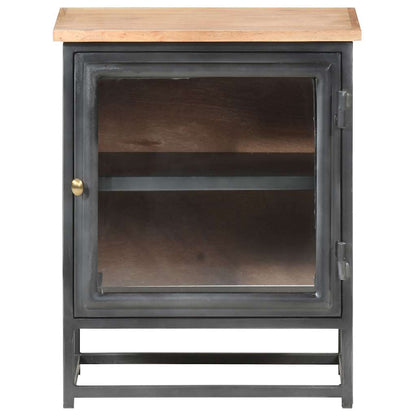 vidaXL Bedside Cabinet | Grey | Solid acacia wood, glass, steel | Medium 2
