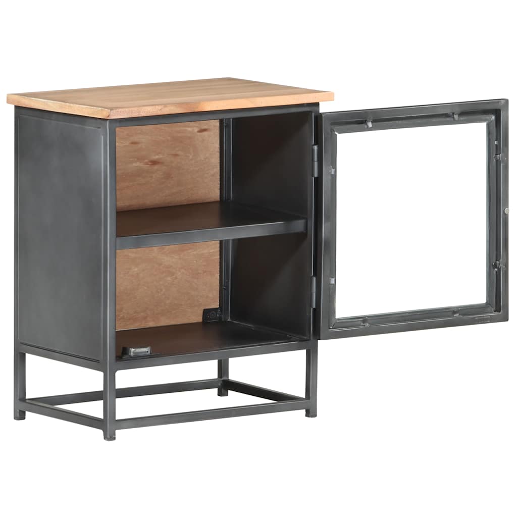 vidaXL Bedside Cabinet | Grey | Solid acacia wood, glass, steel | Medium 3