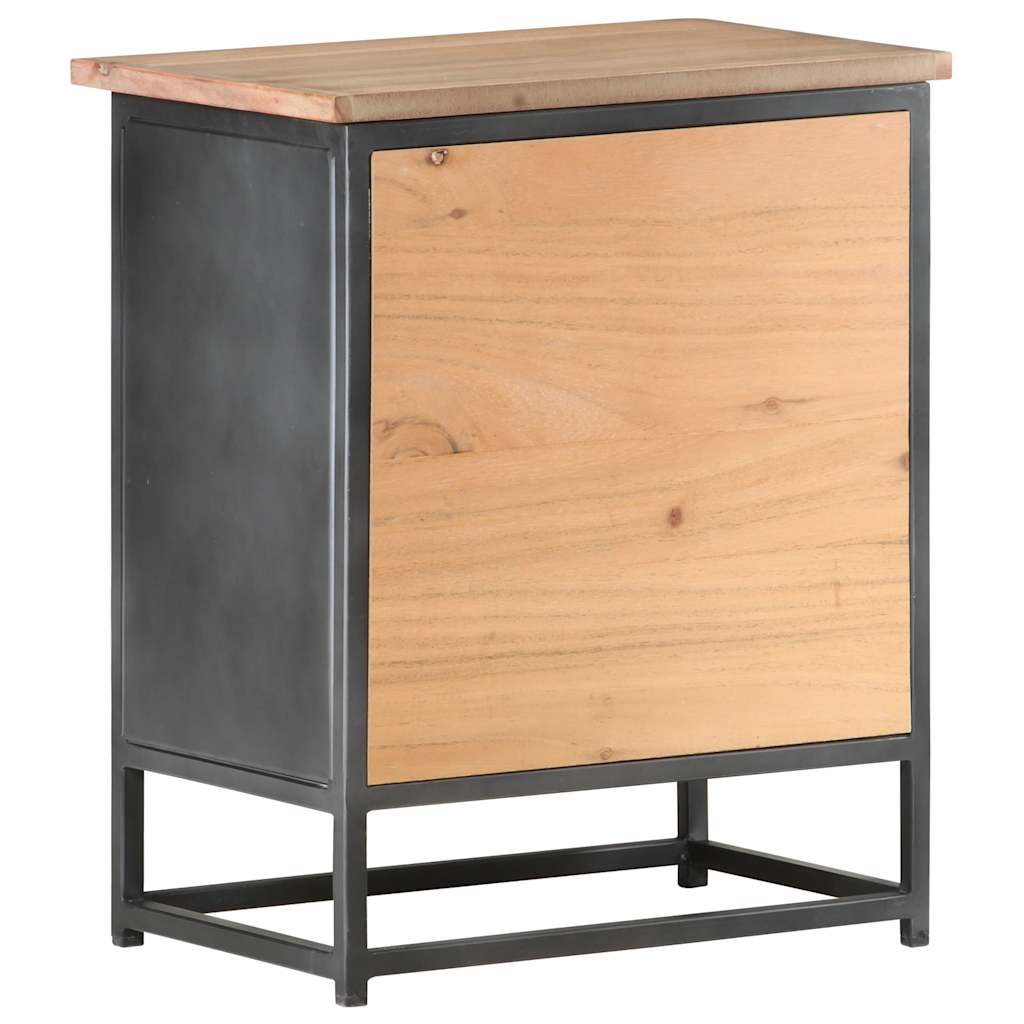 vidaXL Bedside Cabinet | Grey | Solid acacia wood, glass, steel | Medium 4