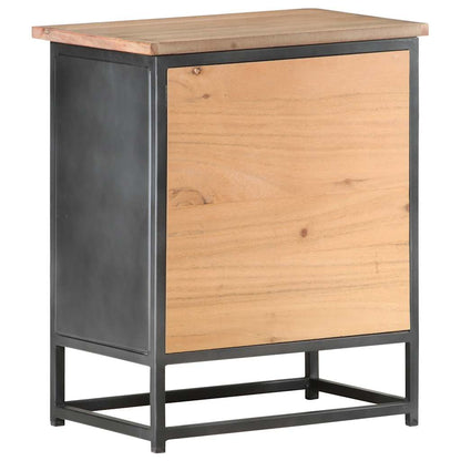 vidaXL Bedside Cabinet | Grey | Solid acacia wood, glass, steel | Medium 4