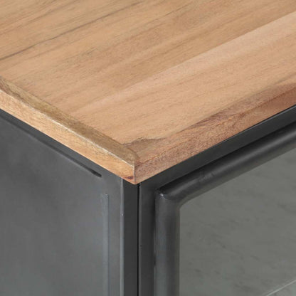 vidaXL Bedside Cabinet | Grey | Solid acacia wood, glass, steel | Medium 5