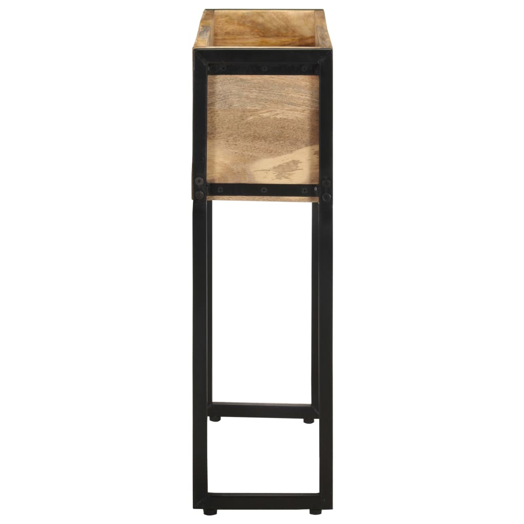 vidaXL Planter | Natural Wood and Black | Rough mango wood with a natural finish 3