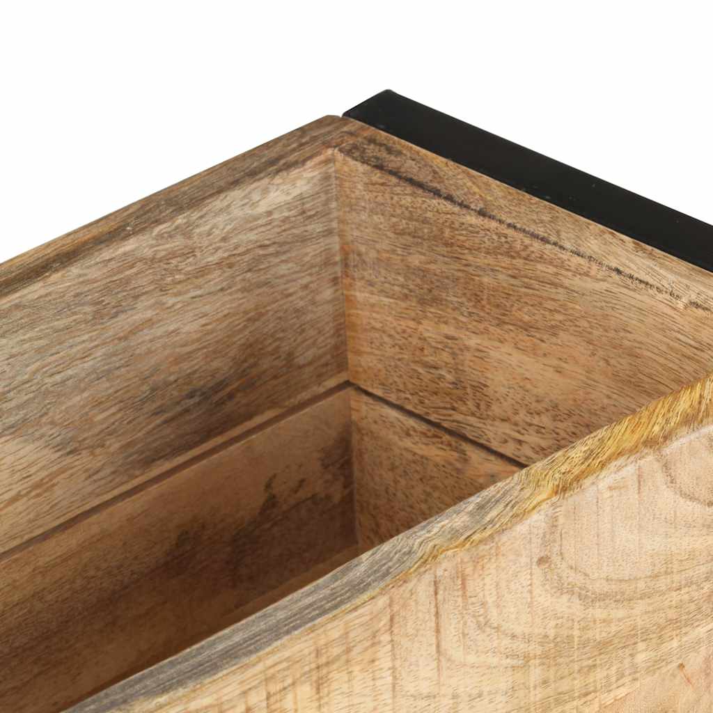 vidaXL Planter | Natural Wood and Black | Rough mango wood with a natural finish 5