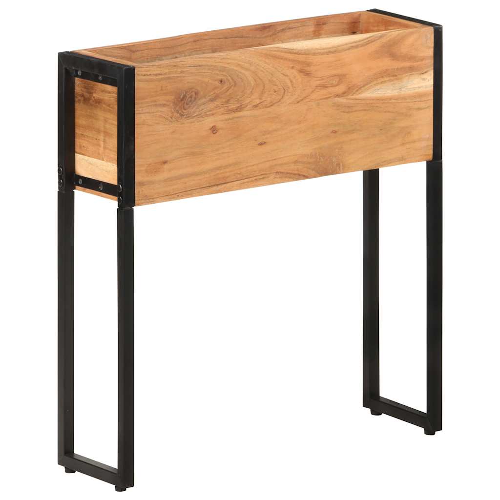 vidaXL Planter | Natural Wood, Black | Solid Acacia Wood | Medium 1