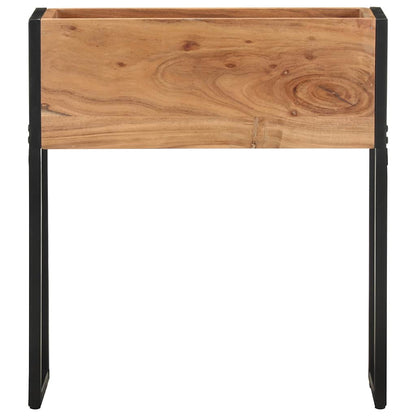 vidaXL Planter | Natural Wood, Black | Solid Acacia Wood | Medium 2