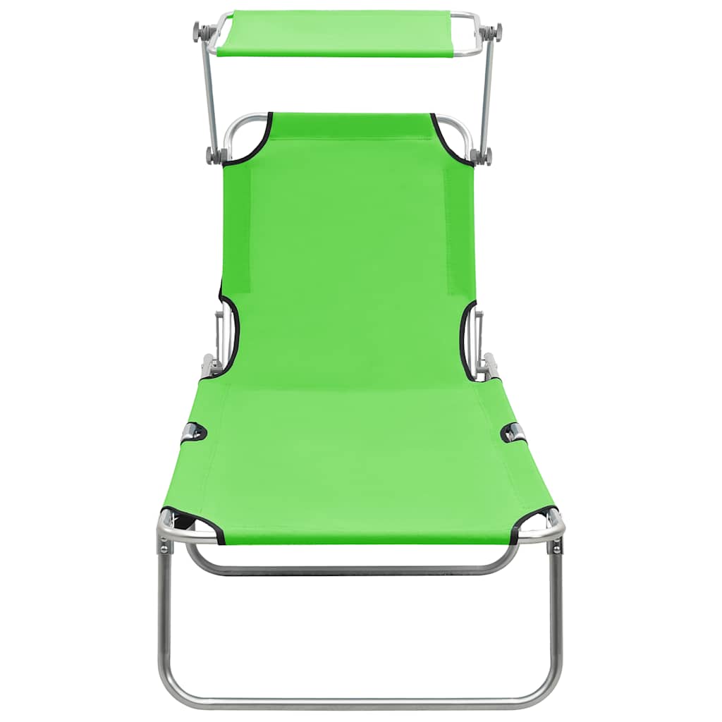 310325 vidaXL Folding Sun Lounger with Canopy Steel Apple Green 3