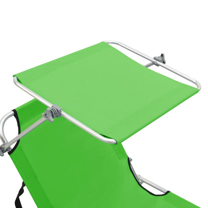 310325 vidaXL Folding Sun Lounger with Canopy Steel Apple Green 6