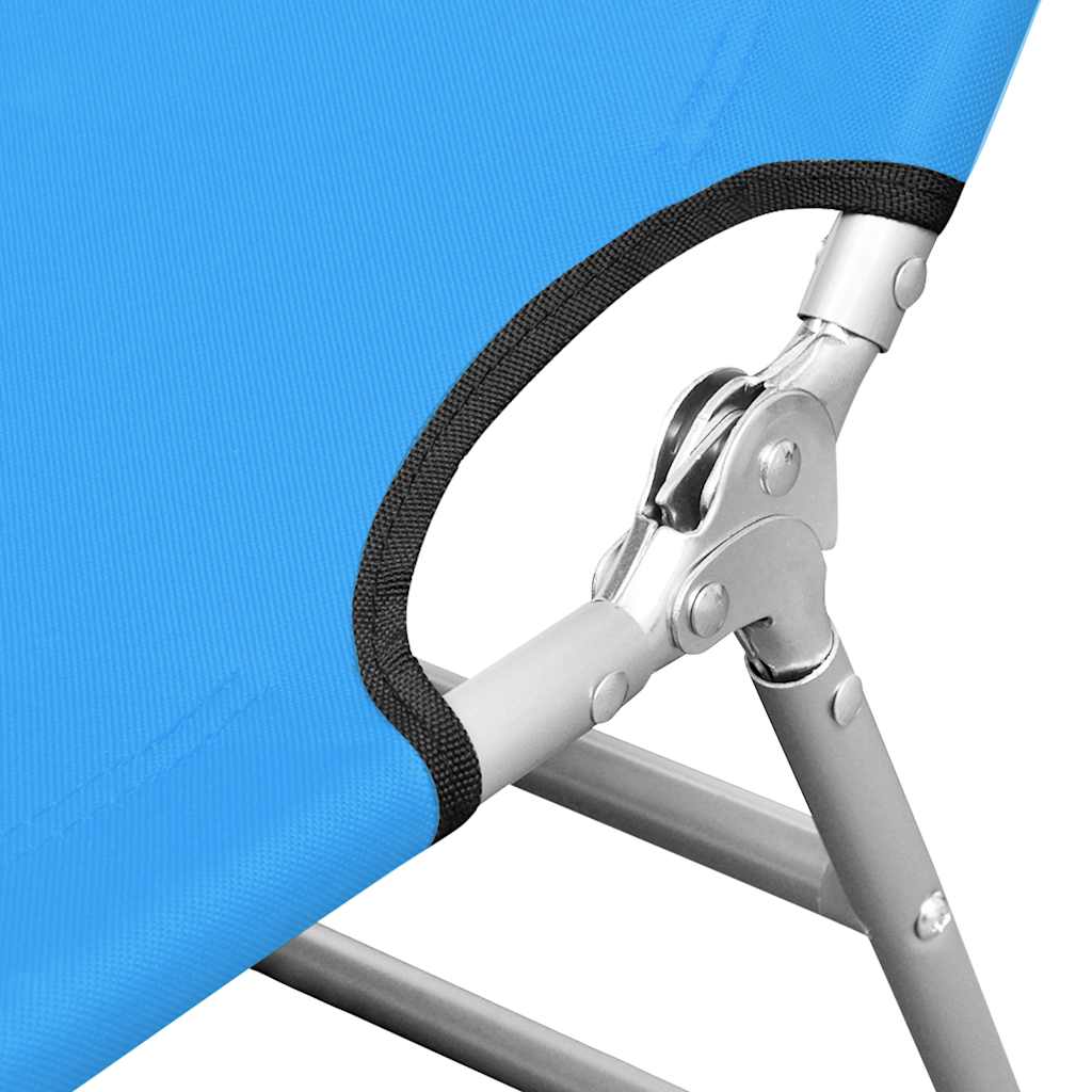 vidaXL Folding Sun Lounger with Head Cushion Steel Turqoise Blue 3
