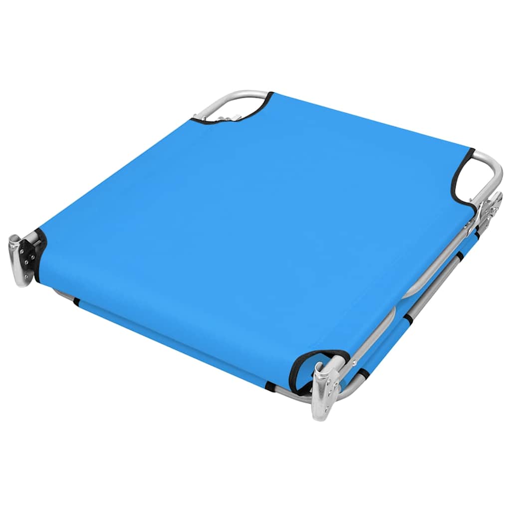 vidaXL Folding Sun Lounger with Head Cushion Steel Turqoise Blue 4