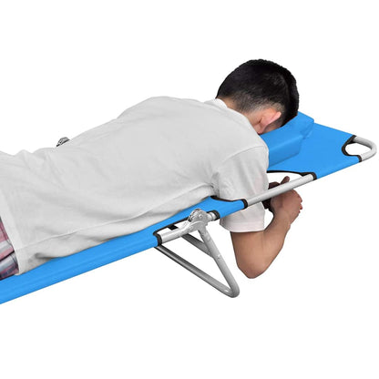 vidaXL Folding Sun Lounger with Head Cushion Steel Turqoise Blue 5