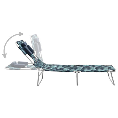 vidaXL Folding Sun Lounger with Head Cushion Steel Leaves Print 3
