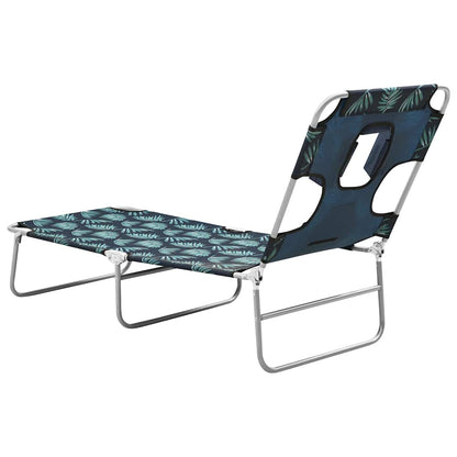 vidaXL Folding Sun Lounger with Head Cushion Steel Leaves Print 5