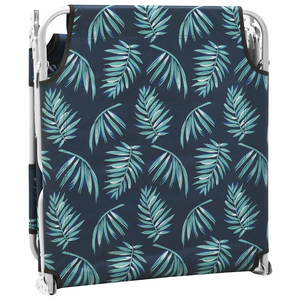 vidaXL Folding Sun Lounger with Head Cushion Steel Leaves Print 6