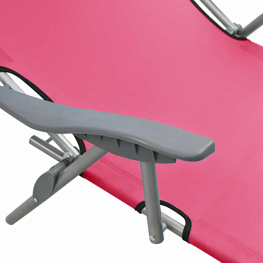 vidaXL Sun Lounger with Canopy Steel Pink 5