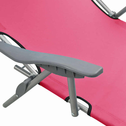 vidaXL Sun Lounger with Canopy Steel Pink 5