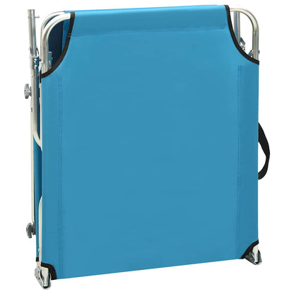 vidaXL Folding Sun Lounger with Canopy Blue Aluminium 6