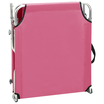 vidaXL Folding Sun Lounger with Canopy Pink Aluminium 6
