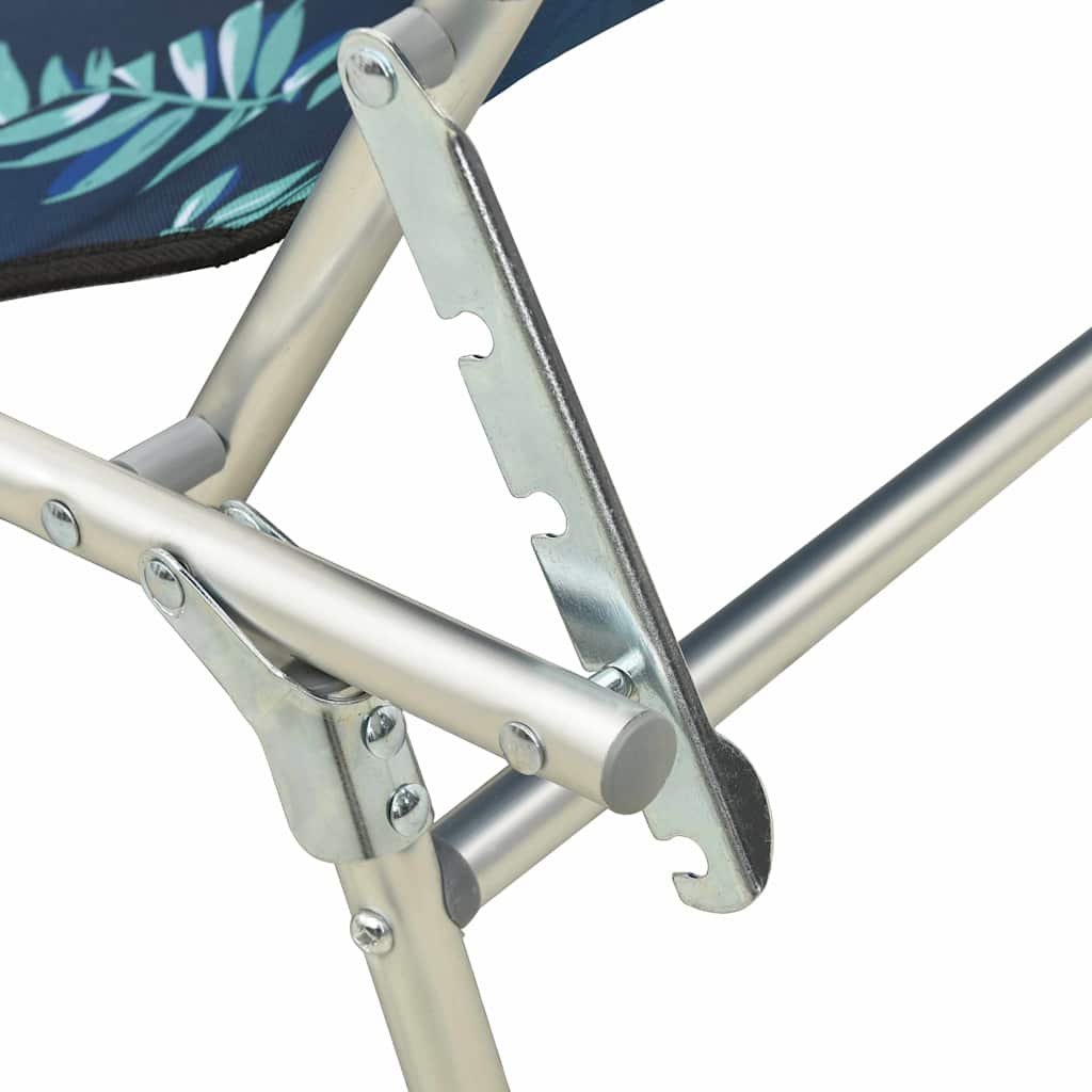 vidaXL Folding Sun Lounger with Canopy Leaf Print Aluminium 5
