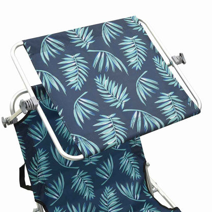 vidaXL Folding Sun Lounger with Canopy Leaf Print Aluminium 6