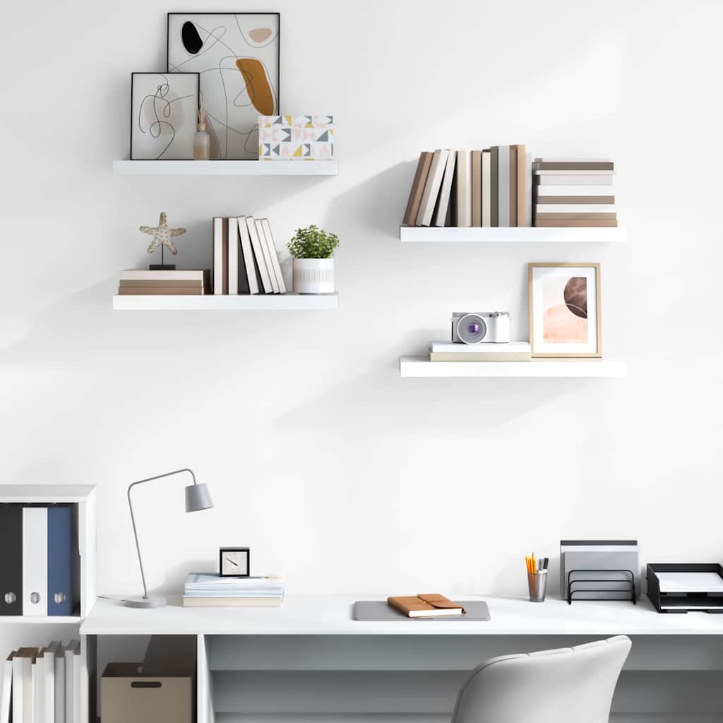 vidaXL Wall Shelf |  Set of 4 | High gloss white | Honeycomb MDF, metal 3