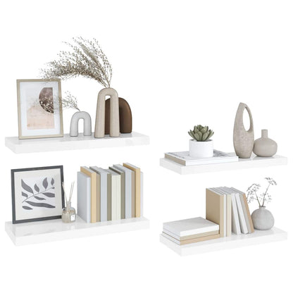 vidaXL Wall Shelf |  Set of 4 | High gloss white | Honeycomb MDF, metal 5
