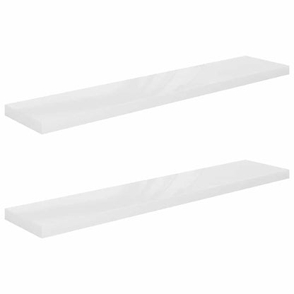 vidaXL Wall Shelf | Set of 2 | High gloss white | Honeycomb MDF, Metal | Large 2