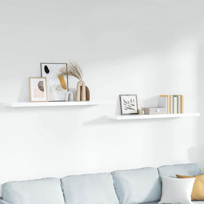 vidaXL Wall Shelf | Set of 2 | High gloss white | Honeycomb MDF, Metal | Large 1
